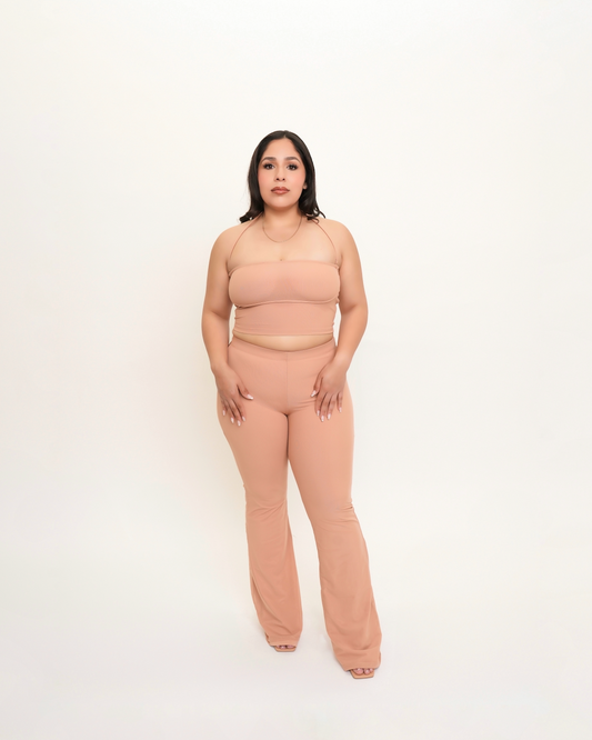Mesh Flared Pants - Latte