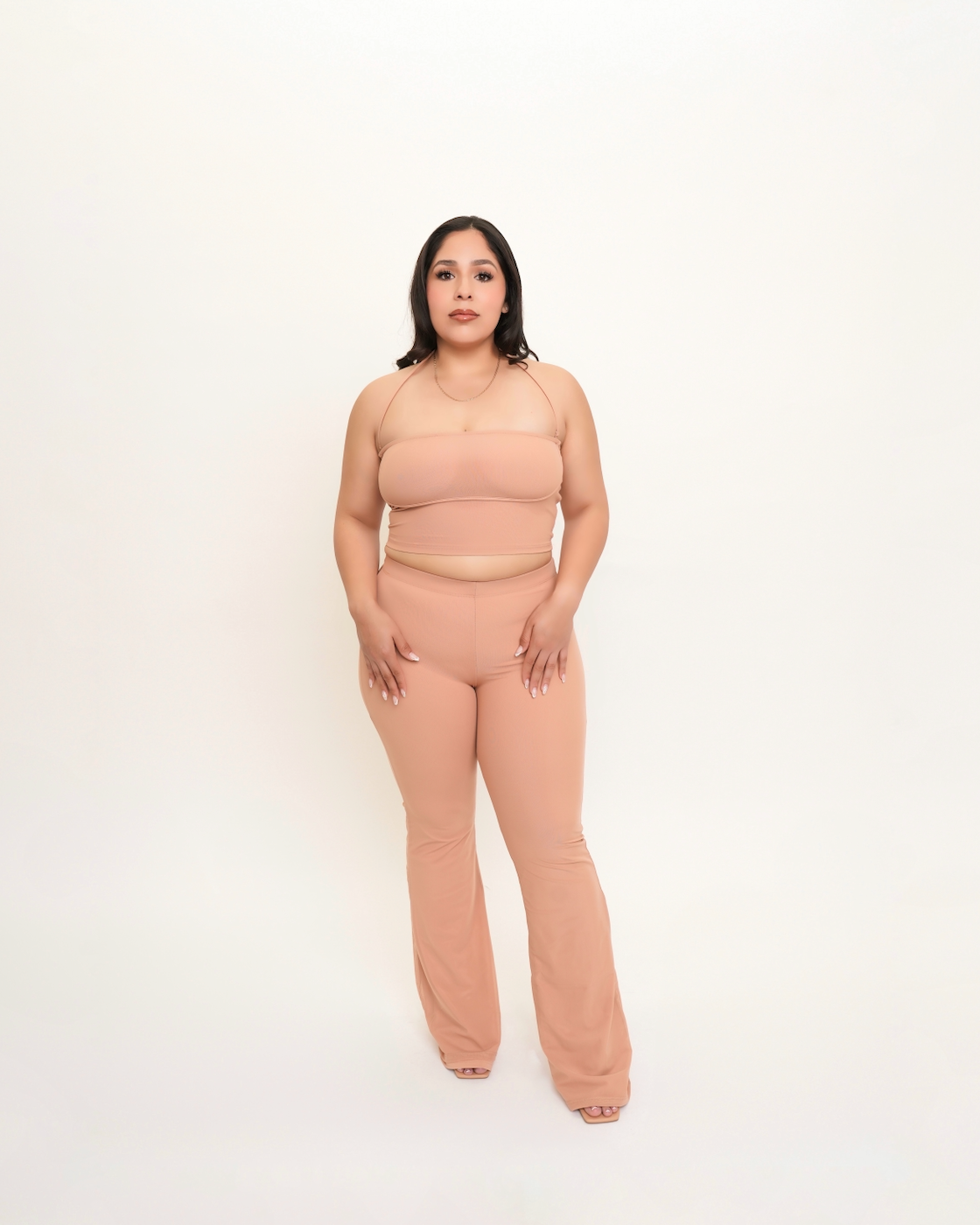Mesh Flared Pants - Latte