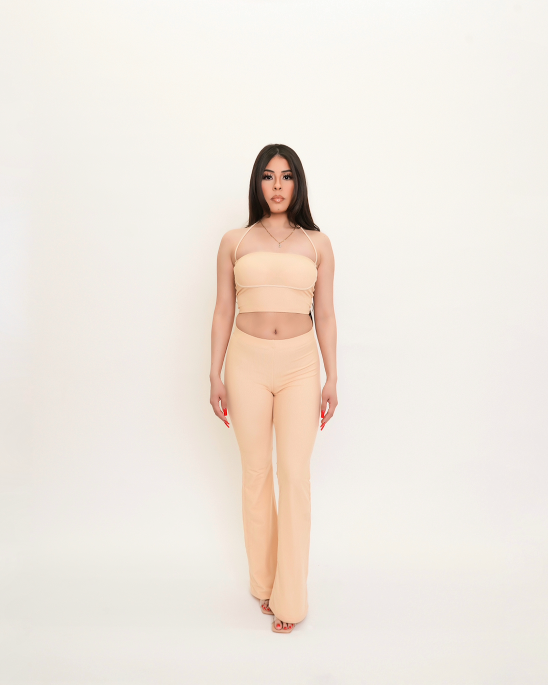 Mesh Flared Pants - Vanilla
